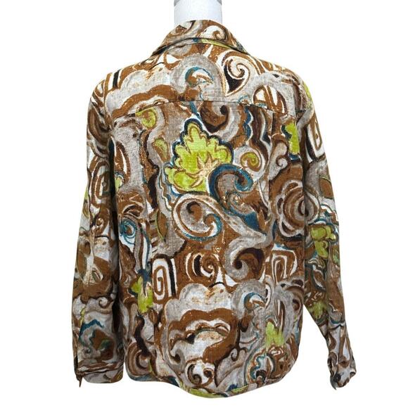 Chico's brown/tan cotton tapestry Jacket, 70s inspired, eclectic, statement - Picture 3 of 6